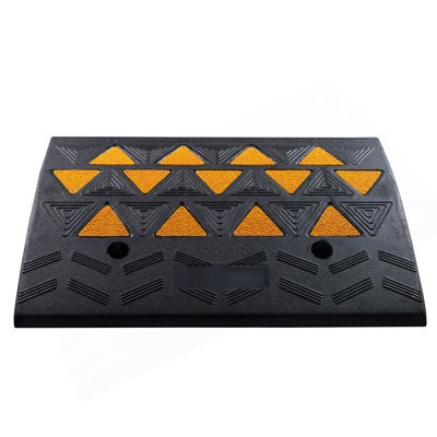 Rubber Curb Ramp 6" Rise Height Sidewalk Curb Ramp, 14.6" Width 19.3" Length Driveway Ramp For Curb, 15T Heavy Duty Rubber Ramp For Forklifts, Trucks, Buses, Cars, Wheelchairs, Bikes