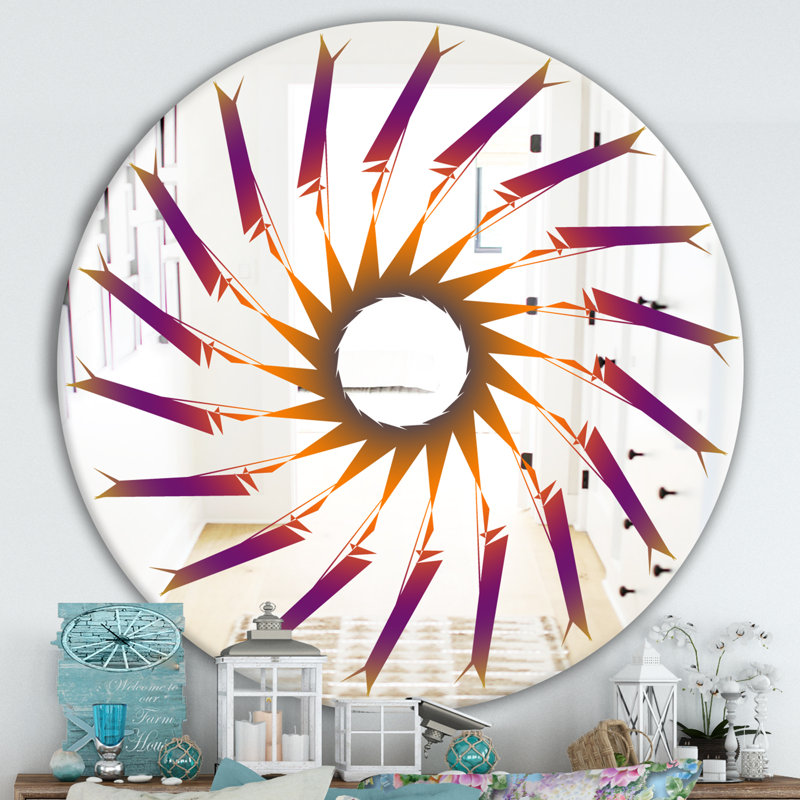 Miroir d'appoint Sunburst I Glam, Mauve / doré, H 23,6 po x l 23,6 po x P 0,24 po