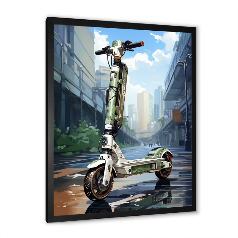 Scooter Compact Commuter II - impressions sur toile de scooter, Cadre photo noir, H 32 po x l 24 po x P 1 po