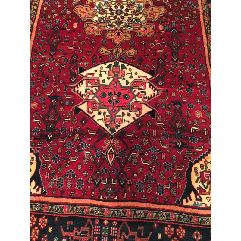 Tapis à main one-of-kind-noué la rouge/noir/jaune 4 pi 1 po x 9 pi 2 po Gyeong-hui