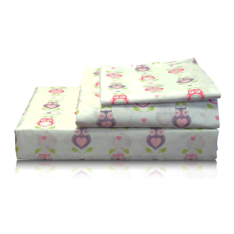 ensemble de draps 100% coton à densité de tissage 3 200 fils hibou Casandra, Simple