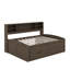 Lit de jour double avec 2 armoires de chevet, tablettes supérieures et tiroirs-733679037