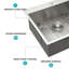 Évier de cuisine 25 po x 22 po x 9 po encastré à cuve simple en acier inoxydable de calibre 16 25 po