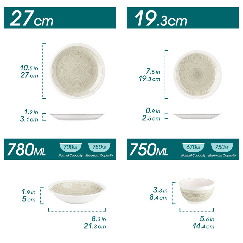 32 Piece Dinnerware Set, Service for 8, Beige