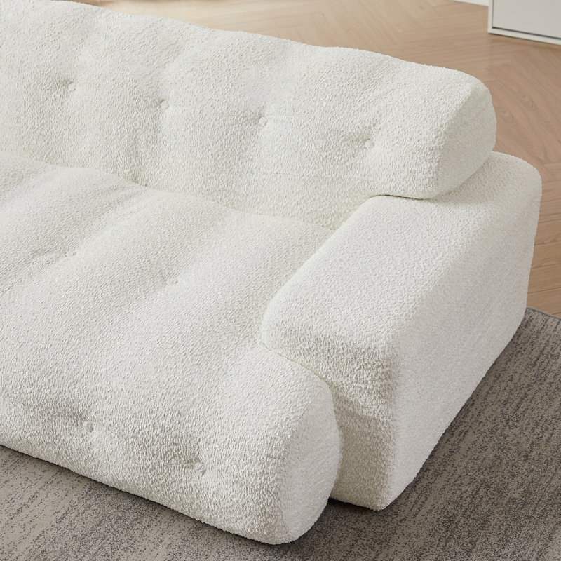 Canapé rembourré confortable avec design capitonné, Blanc