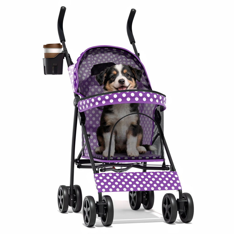 Poussette pour chien avec poussette réglable, Mauve