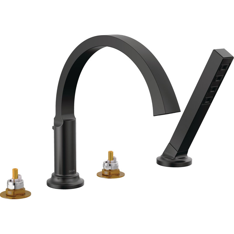 Tetra Roman Tub Faucet with Hand Held Shower, Tub Filler, Deck Mount Tub Faucet, Bathtub Faucet, Matte Black