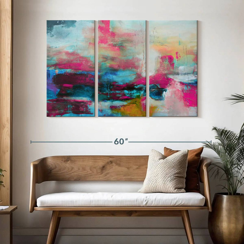 Avery Abstract Pink Aqua, 32" H x 50" W