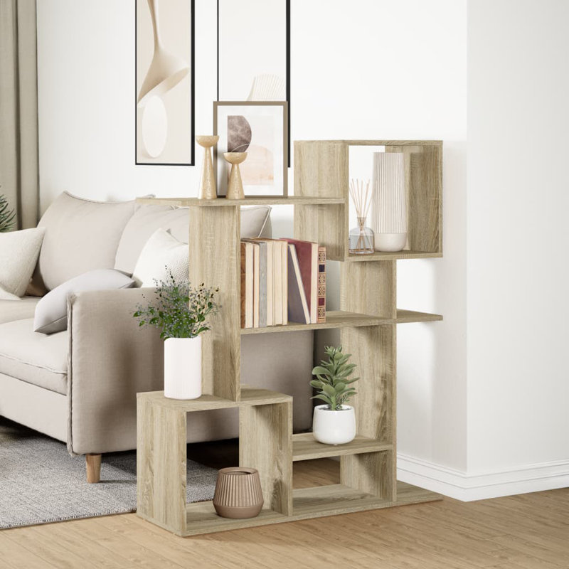 Seonna 112cm H x 92cm W Bookcase, Concrete Grey