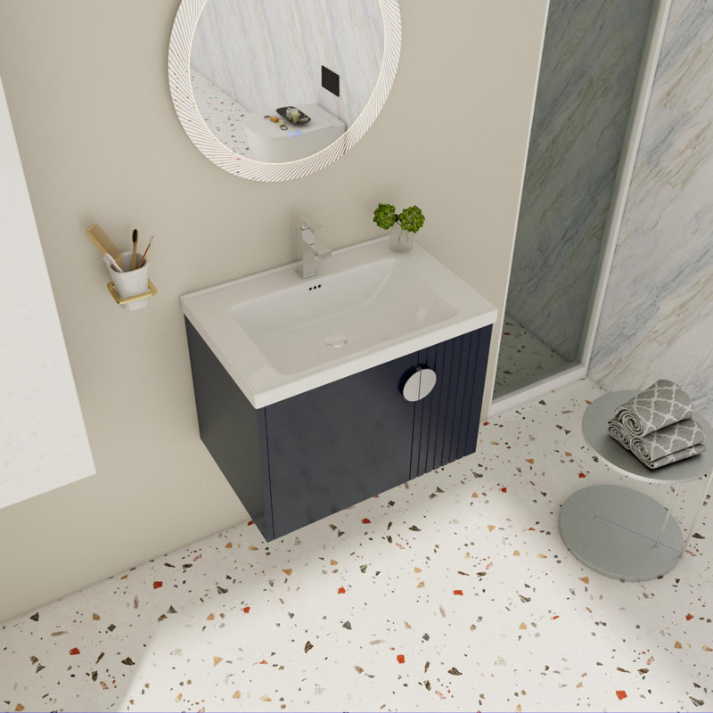 Ensemble de meuble-lavabo simple 28 po avec plateau en céramique Einhard, Noir