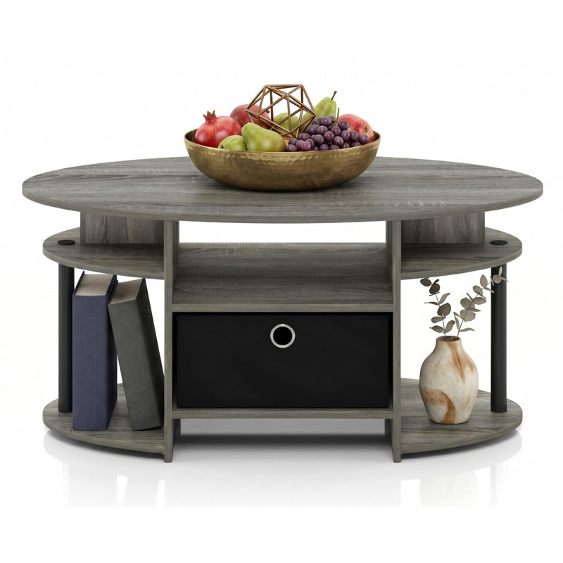  Table de salon moderne simple JAYA, H 16,4 po x l 35,4 po x P 19,7 po, Chêne français / noir / noir / ne s'applique pas