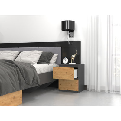 Delancey 40cm W Manufactured Wood Bedside Table