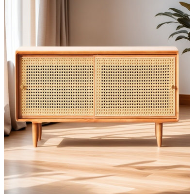 Armoire à chaussures minimaliste en rotin de bois massif