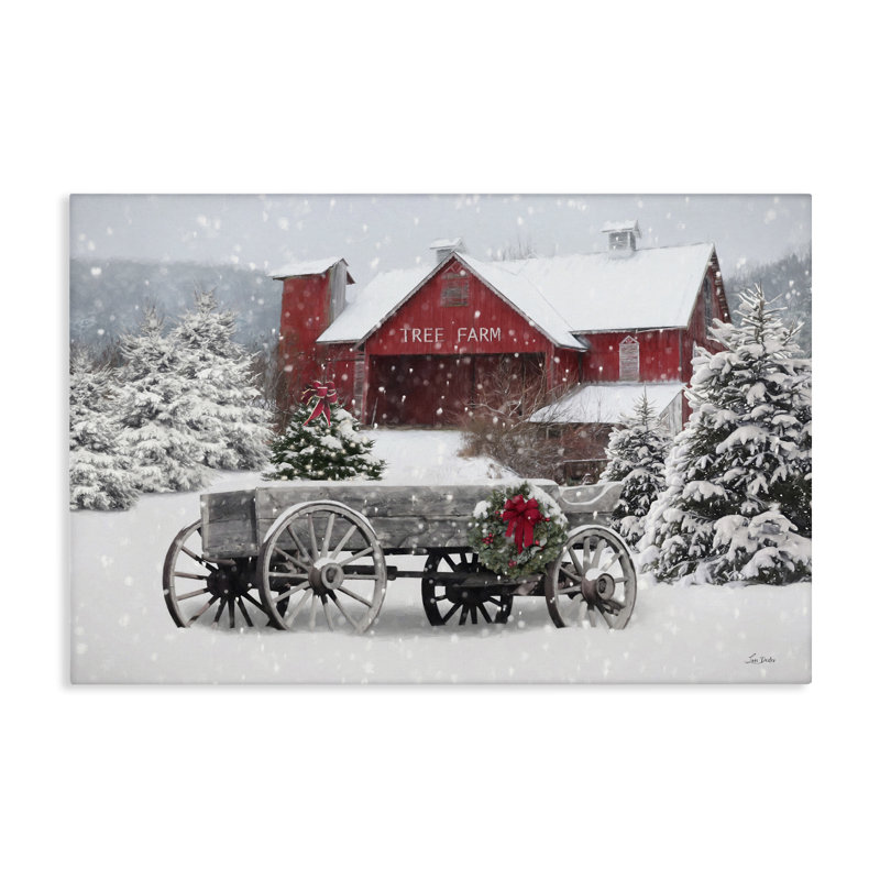 «Winter Wagon & Barn», art mural par Lori Deiter, H 16 po x l 24 po