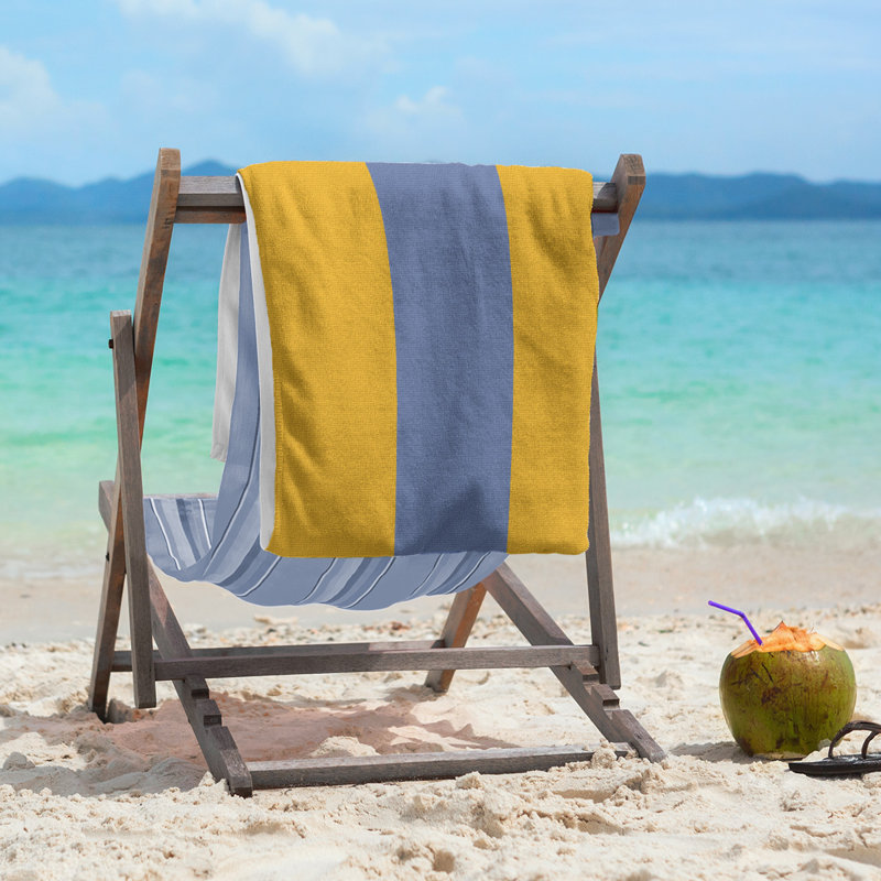 Cotton Blend Lightweight Beach Towel, Yellow/Blue/Yellow