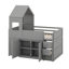 Lit mezzanine simple en bois avec bureau et rangement, 4 armoires, tablettes et tiroirs-1208251628