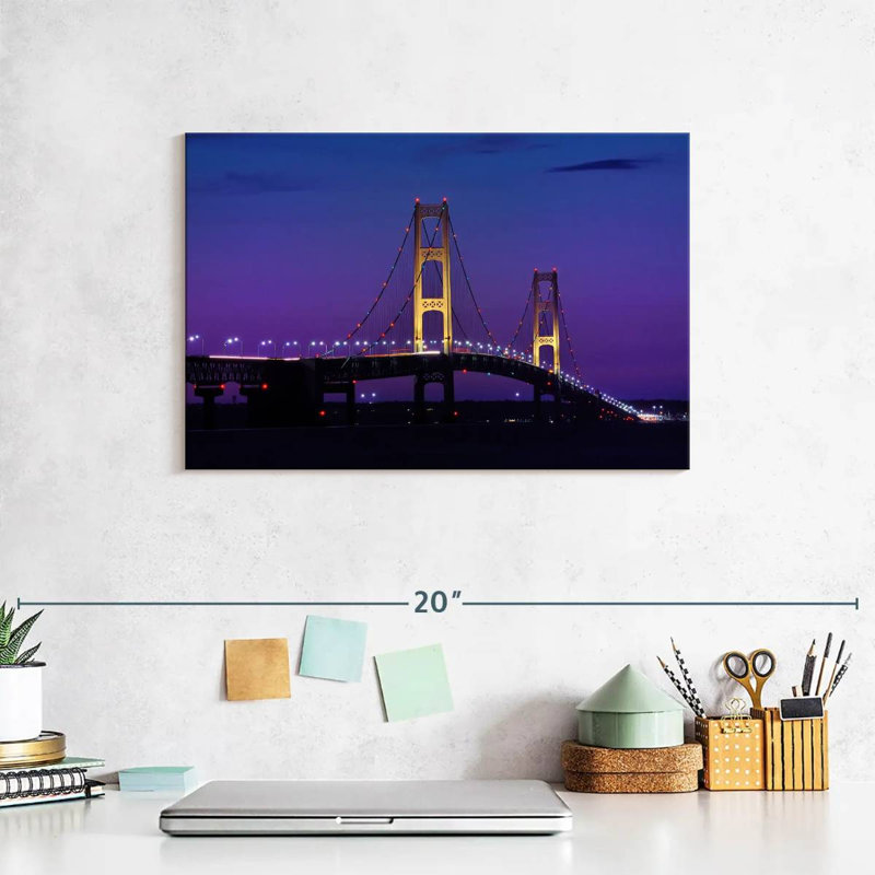 Lilie Mackinac Bridge, crépuscule, H 8 po x l 12 po