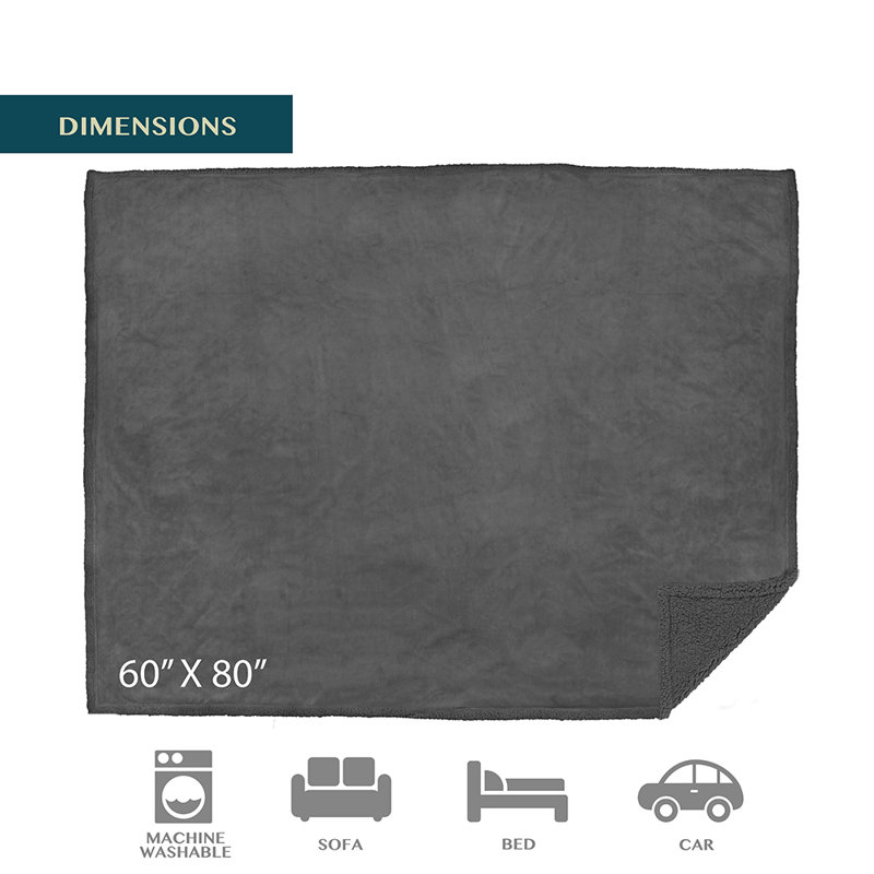Charcoal Twin Reversible Sherpa Fleece Blanket