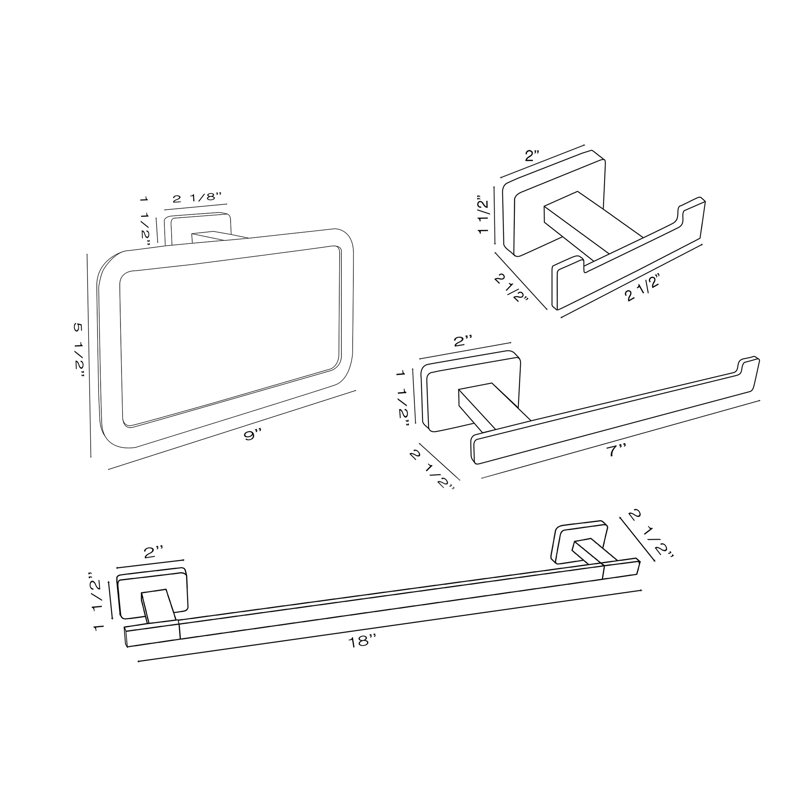 Ensemble de quincaillerie de salle de bain 4 pièces, Noir