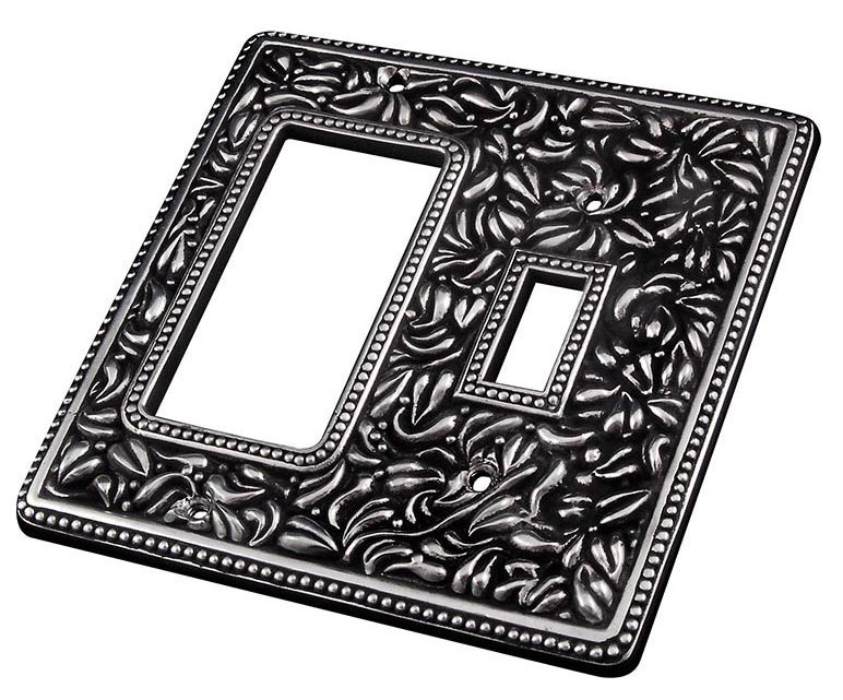 San Michele 2-Gang Toggle Light Switch / Rocker Combination Wall Plate, Vintage Pewter