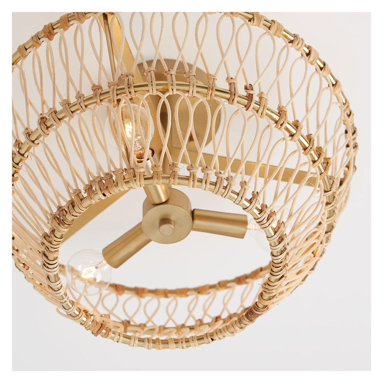 Foley 3 Light Rattan Dimmable Pendant