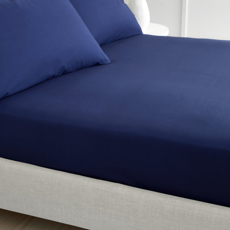 200 Thread Count 100% Cotton Extra Deep Fitted Sheet, Navy, Single (3')