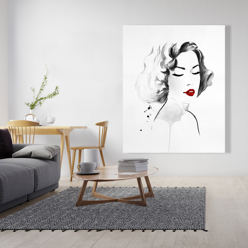 Femme aquarelle - toile blanche minimaliste