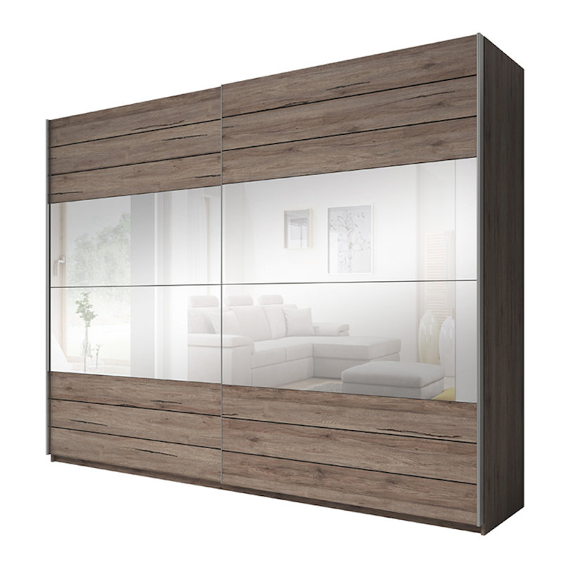 Gundelinda 2 Door Manufactured Wood Wardrobe, H210 x W200 x D61cm, Middle Mirror