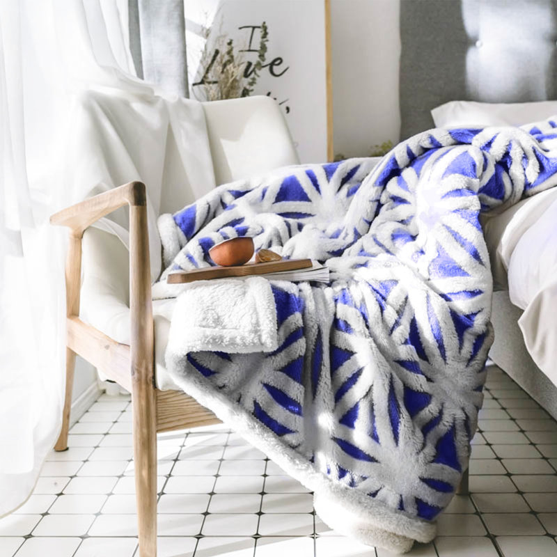 Quilted Throw Blanket, Blue