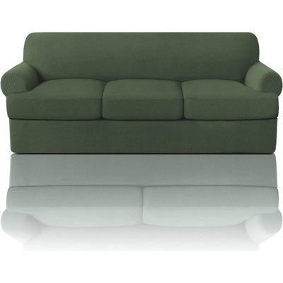 T Cushion Sofa Slipcover 4 Pieces Sofa Covers For T Cushion Couch Soft Sofa Slip Covers Furniture Protector With 3 Individual T Shape Seat Covers