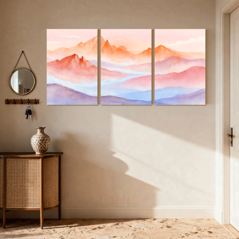 «Abstract Mountain Landscape», ensemble de 3 reproductions d'art sur toile, H 24 po x l 48 po