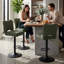 Fabric Upholstered Adjustable Swivel Bar Stools with Backrest & Footrest -1954015298