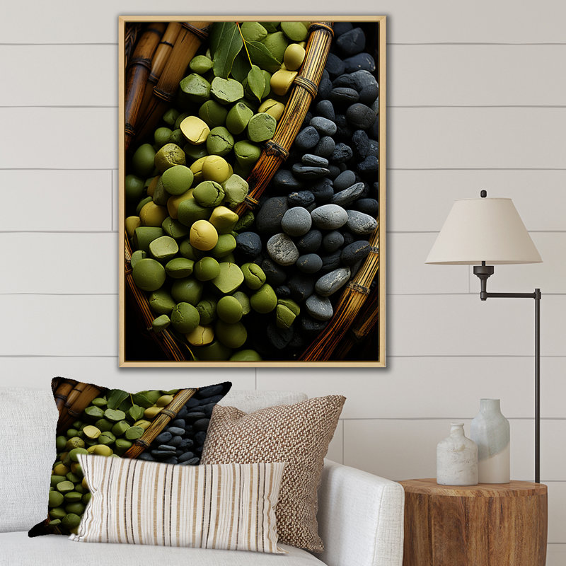 Tranquil Greenery Bamboo Oasis II - Art mural en bambou, Cadre flottant brun simple, H 32 po x l 16 po x P 1 po