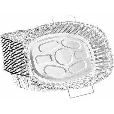 Disposable Oval Turkey Roaster Pans / Aluminum Foil Roasting Pans with Handles
