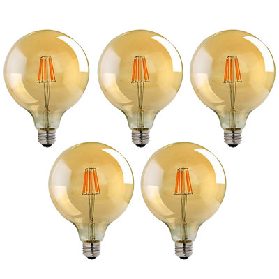 Globe 125 Dimmable LED E27 Screw Bulb 8W 5 Pack