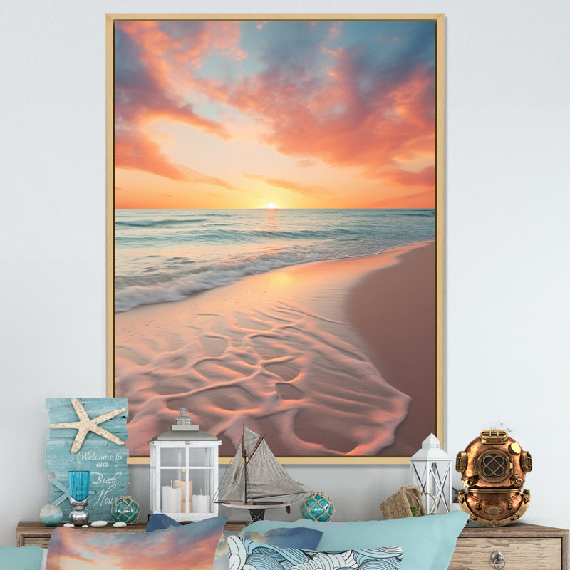 «Belita Beach Golden Sands X III», reproduction sur toile, H 40 po x l 30 po x P 1,5 po, Cadre naturel flottant