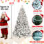 Arbre de Noël enneigé de 8 pi avec 700 lumières ul, 54 pins, neigeux, 1754 pointes, structure à charnières, base en métal robuste pour un décor naturel d'hiver, thème facile à installer