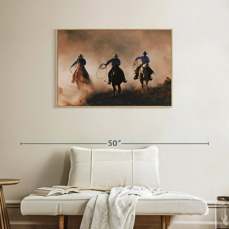 Western Sundown, Cadre flottant en bois naturel, 37 po x 25 po