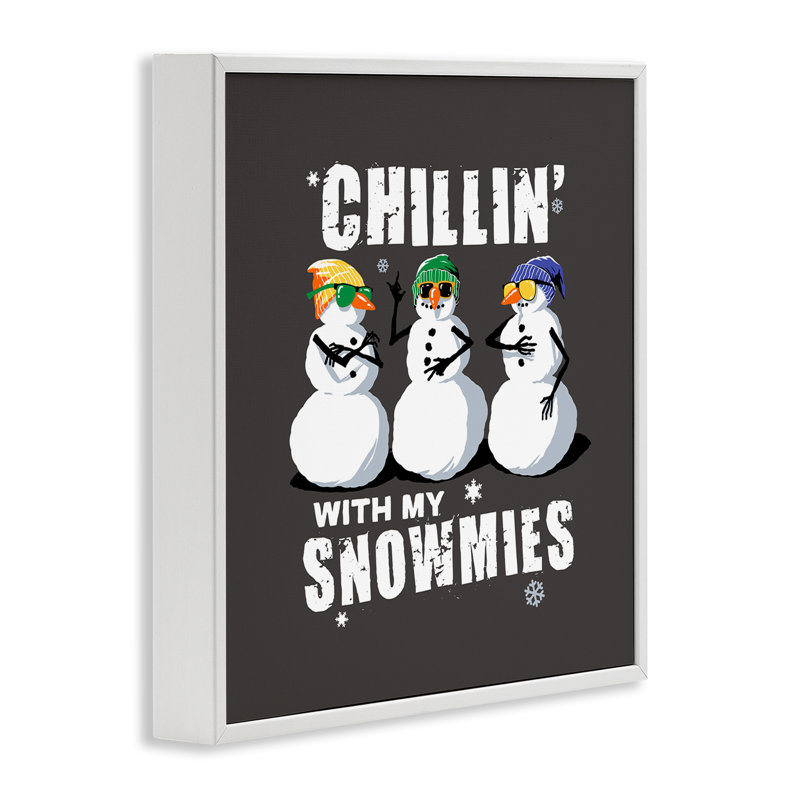 Chillin' With Snowmies Snowmen Framed Giclee Art by Jedco Brands, Inc., 12" H x 12" W, Midnight Black Framed Giclee
