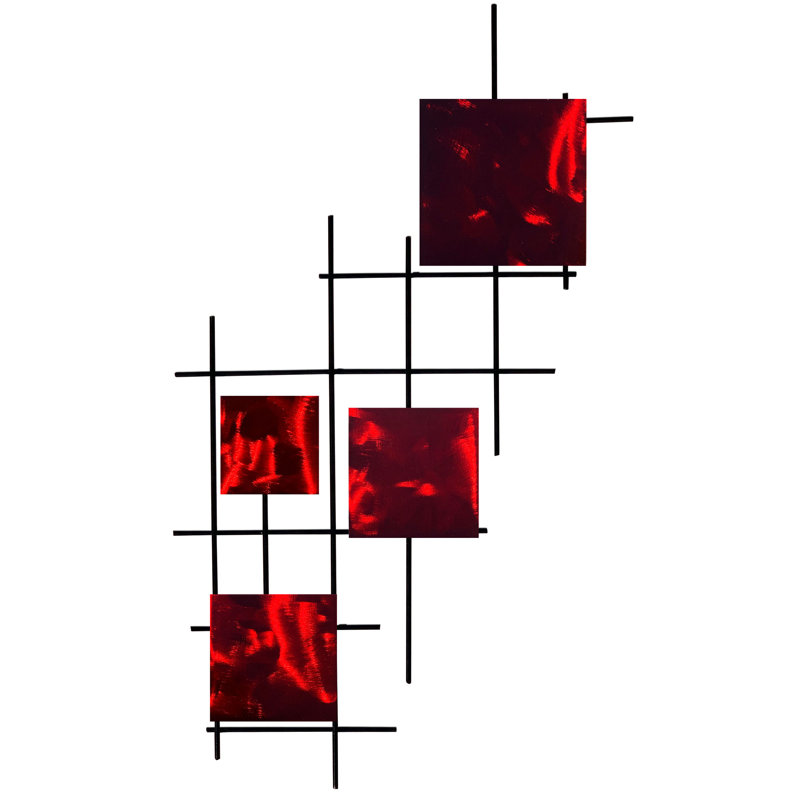 Satellite Squares Metal Decor, Candy Red