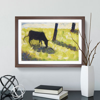 Black Cow in a Meadow by Georges Seurat - Picture Frame Painting