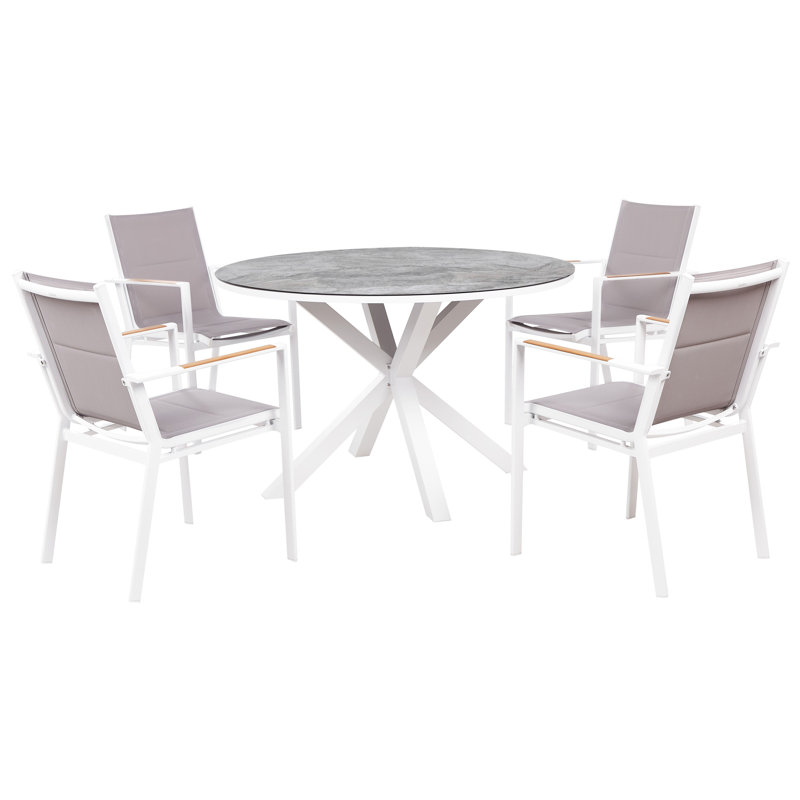 Bucyrus 4 - Person Patio Dining Set Round Table, Grey