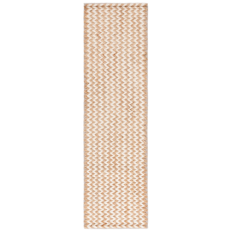 Altaira Natural Fiber Hand Loomed Jute/Wool/Cotton Chevron Rug in Natural/Ivory, Runner 2'3" x 8'