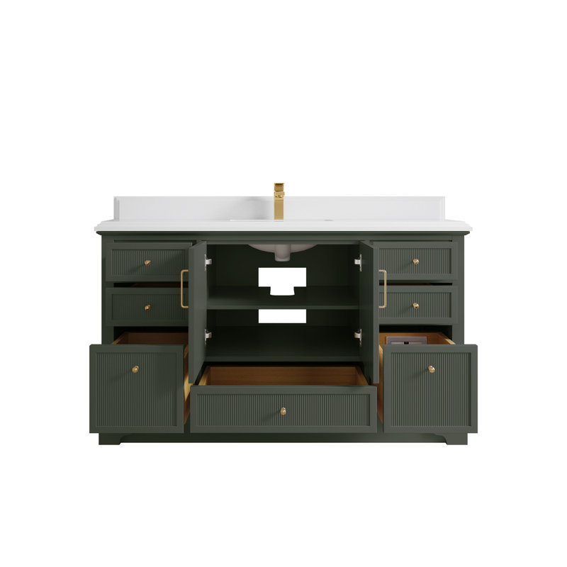 Alys 60'' Free Standing Single Bathroom Vanity with Quartz Top (Pulls Option)
