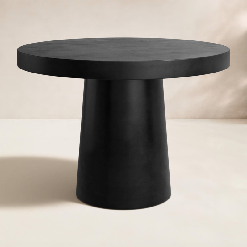 Prevelly 43" Concrete Round Dining Table, Black