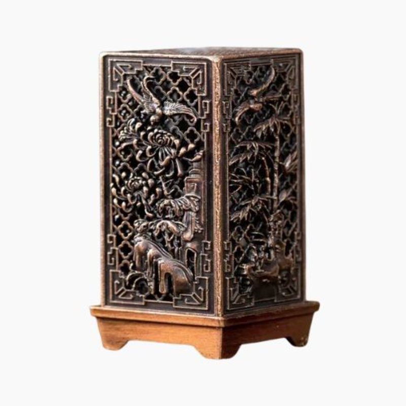Brûleur d'encens - Alliage carré de carangue avec motif prune pour décoration d'aromathérapie