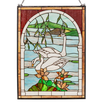 Tiffany Swans Stained Glass Window