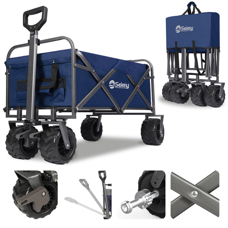 Foldable Tailgating Wagons, Black/Blue