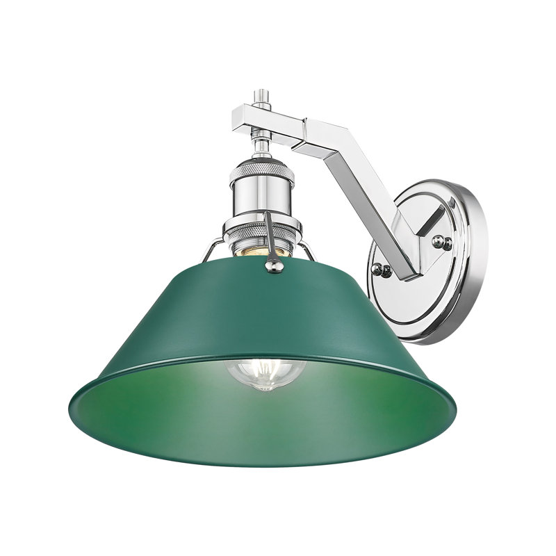 Orwell 1-Light Wall Sconce in Aged Brass with Pine Green, Chrome