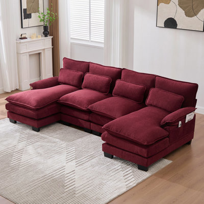 Comfy U Shaped Cloud Couch With Double Chaise, Modular Sofa Sleeper For Living Room With Memory Foam And Ample Storage
